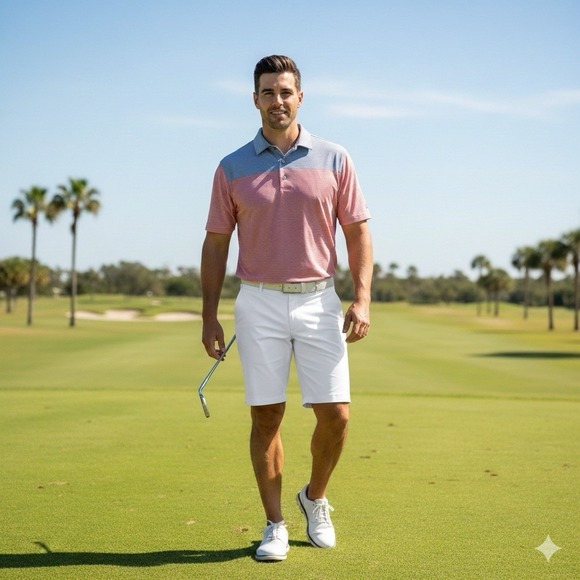 FootJoy Sea Trail Golf Club Polo Shirt Mens Large L Performance Striped Red Blue - Picture 4 of 13